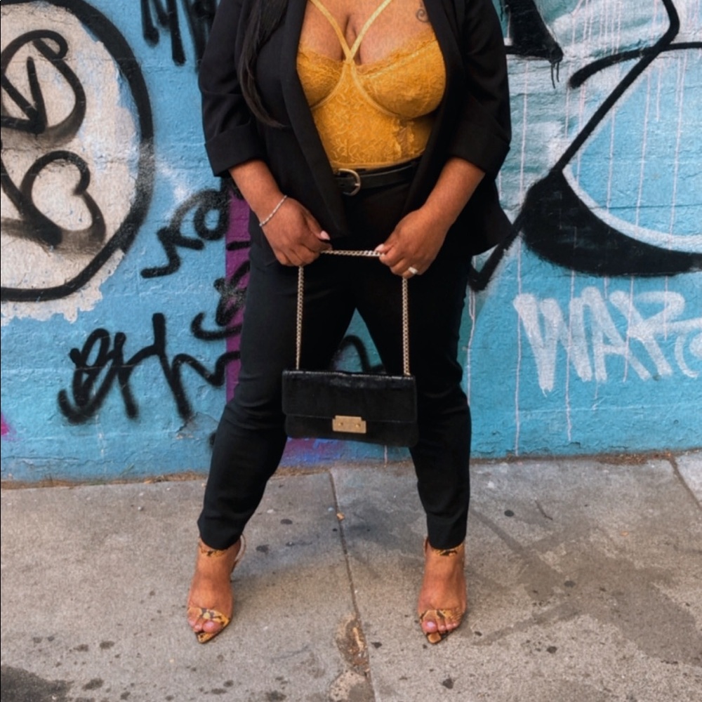 Michael Kors Black Python Print Clutch W/ Chain - image 1